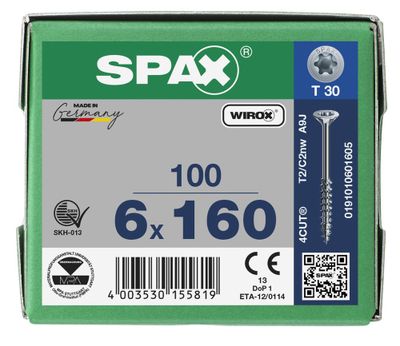 Vis tête fraisée T-star 6 x 160 mm par 100 SPAX