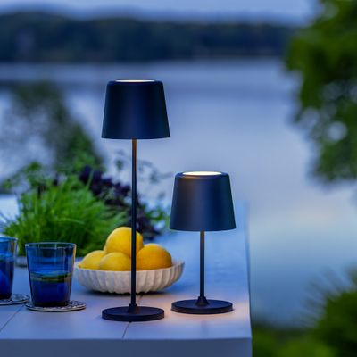 Lampe à poser extérieur rechargeable LED nickel XAANA blanc chaud - BRILLIANT