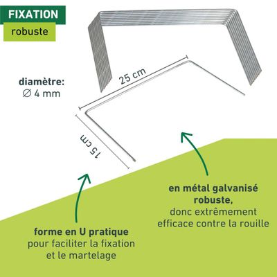 Agrafes métalliques 25x 15 cm par 10 Ø 4 mm pour fixation dans le sol  WINDHAGER