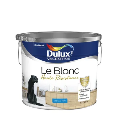 Peinture acrylique Haute Résistance Blanc mat 10 L - DULUX VALENTINE