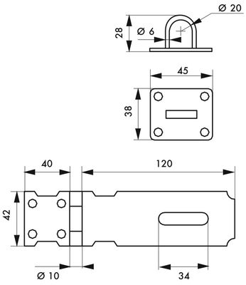 Porte cadenas acier zingué 125 mm THIRARD