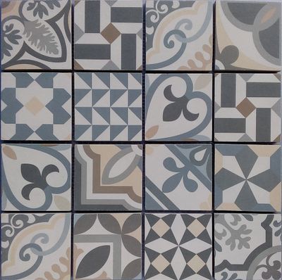 Mosaïque sol/mur intérieur effet carreaux ciment NICE MOON 32,5 x 32,5 cm vendu à l'unité DISTRIMAT