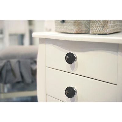 Bouton de meuble boule porcelaine acier noir diamètre 40 mm REI