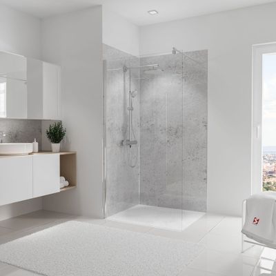Panneaux muraux de douche 100+100x210 cm décor pierre gris DécoDesign Brio - SCHULTE