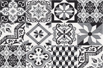 Paillasson ultra-absorbant et déco Boston Carreaux de ciment noir et blanc 40 x 60 cm ID HOME