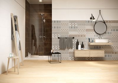 Faïence blanche murale intérieur effet ciment CRETE cuivre ép 8 mm 25 x 75 cm  1,50 pqt/m² HERBERIA