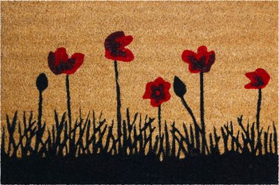 Tapis coco naturel décor coquelicot 40 x 60 cm - ID HOME