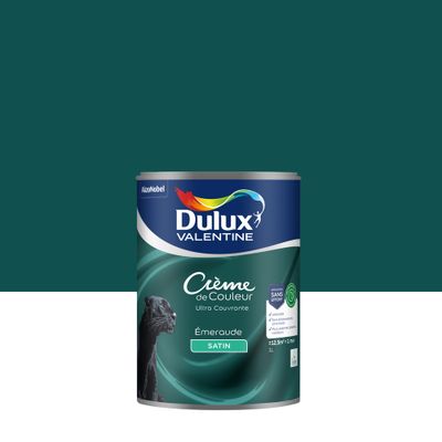 Peinture crème de couleur Emeraude satin 1L - DULUX VALENTINE