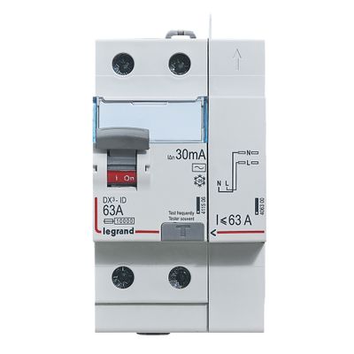 Interrupteur différentiel type AC 63A 30mA 2 pôles bornes à vis/automatiques - DX3 LEGRAND