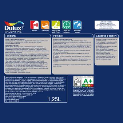 Peinture Crème couleur Bleu Canard satin 1,25 L - DULUX VALENTINE