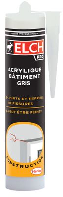 Mastic Acrylique Bâtiment Gris 300 ml ELCH PRO