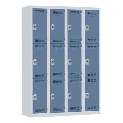 Vestiaire monobloc 4 colonnes 3 cases perle/bleu 180 x 120 x 50 - SNOR