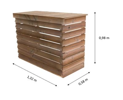 Habillage pour groupe de climatisation extérieur et pompe à chaleur en bois 132 x 58 x 98 cm, Livraison à domicile incluse - HABRITA