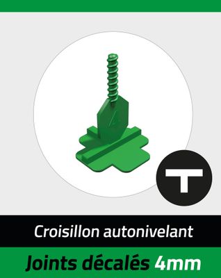 Croisillons de carrelage en T 4 mm vert par 100 PAVILIFT