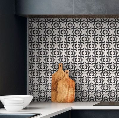 Mosaïque mur intérieur effet carreaux ciment noir/blanc 30,2 x 30,2 cm vendu à l'unité SAS MAT INTER