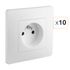 Prises 2 pôles + terre blanc par 10 Caly - DEBFLEX