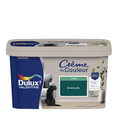 Peinture crème de couleur Emeraude Satin 2,5 L - DULUX VALENTINE