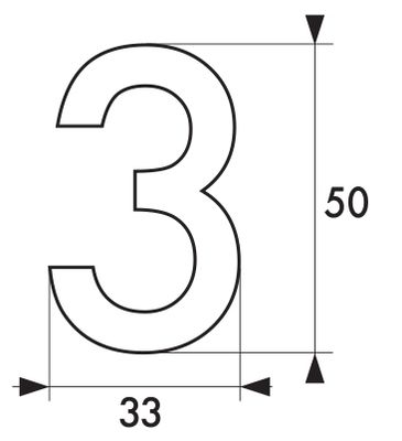 Chiffre 3 adhésif hauteur 50 mm ABS doré THIRARD