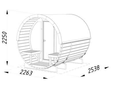 Sauna rond vitré Anita 1,3m2 + 0,7m2 épaisseur 42 mm PALMAKO