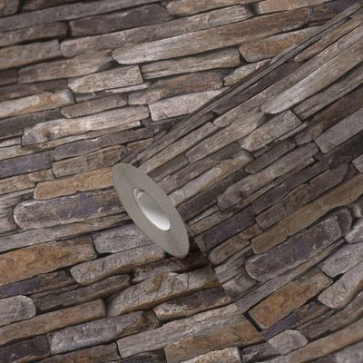 Papier peint vinyle sur intissé pierres plates naturelles 53 cm x 10 m AS CREATION