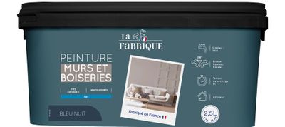 Peinture mur et boiserie Bleu Nuit mat 2,5 L - LA FABRIQUE