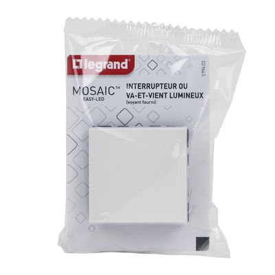 Interrupteur ou va-et-vient lumineux Easy led 2 modules finition blanche Mosaic LEGRAND