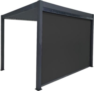 Rideau pour pergola bioclimatique PER4030BI et PER4030BISOL en PVC gris 3 m, Livraison à domicile incluse - HABRITA