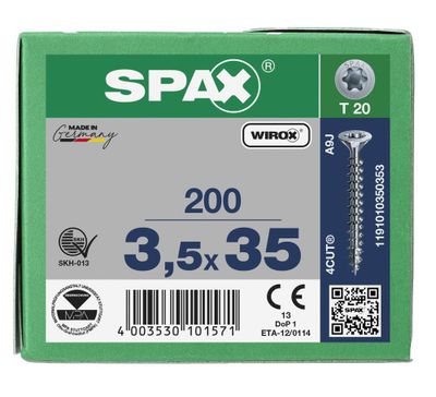 Vis tête fraisée T-star 3,5 x 35 mm par 200 SPAX