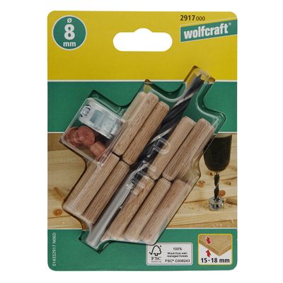 Kit de centreurs forets tourillons diamètre 8 mm WOLFCRAFT