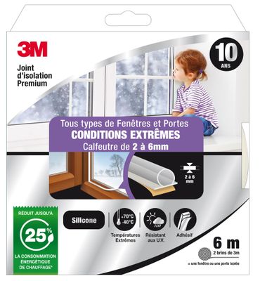 Joint d'isolation pour fenêtre et porte 6 m 2 à 6 mm spécial conditions extrêmes 3M