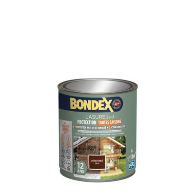 Lasure 2 en 1 protection 12 ans chêne foncé satin 1 L - BONDEX