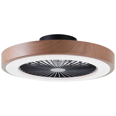 Ventilateur de plafond silencieux LED multicolore + télécommande Bois/noir Ø49cm - Slimline BRILLIANT