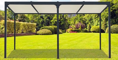 Pergola bioclimatique autoportante en aluminium XXL PER3660BIW gris 21,52 m², Livraison à domicile incluse - HABRITA