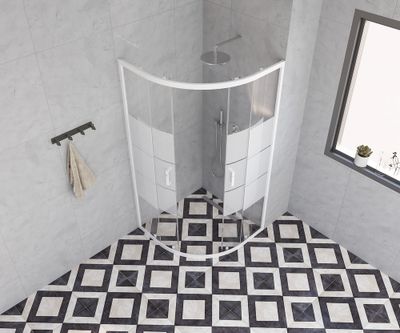 Accès d'angle coulissant 1/4 de cercle 90x90x185 cm profilé blanc verre sérigraphié 4 mm Primera - OCEA