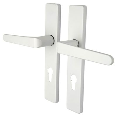 Poignées de porte double entraxe Celio blanc à cylindre ALPERTEC