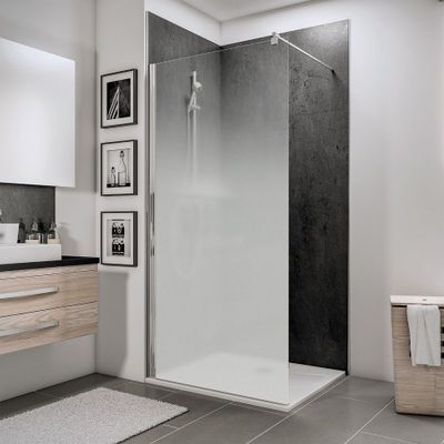 Paroi de douche à l'italienne 100x200 cm profilé chrome verre brume 6 mm New Style - SCHULTE