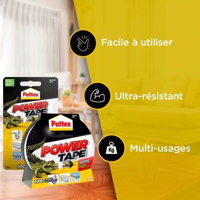 Adhésif Power Tape blanc 10m x 50mm PATTEX