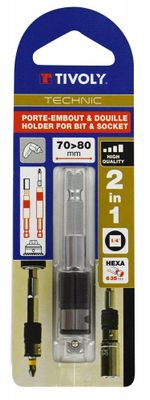 Porte embout et douilles 2 en 1 pour embout hexa 6,35 et douille carré 1/4 TIVOLY