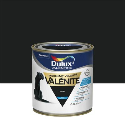 Peinture Laque Valénite Noir mat 0,5 L - DULUX VALENTINE