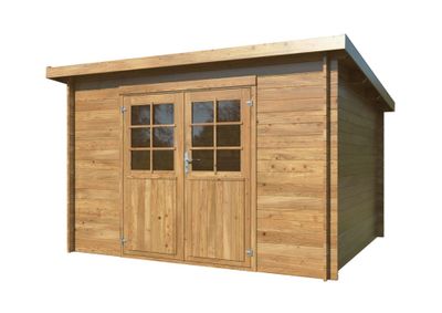 Abri de jardin en bois traité autoclave marron Lola 1 - ép.28mm - 11,1 m² hors-tout - WHITE WOOD