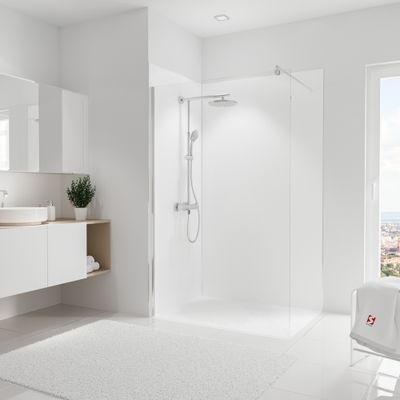 Panneaux muraux de douche 90+120x210 cm décor blanc DécoDesign Couleur - SCHULTE