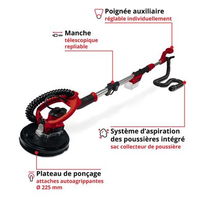 Ponceuse à plâtre sans fil TE-DW 18/225li BL EINHELL