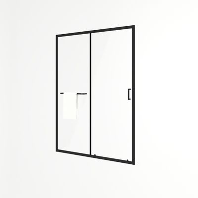 Porte de douche coulissante 140x195 cm profilé noir verre transparent 6 mm Serenity - OCEA