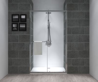 Porte de douche coulissante 100x195 cm profilé chrome verre transparent 6 mm Serenity - OCEA