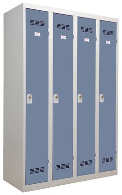 Vestiaire monobloc industrie propre 4 colonnes perle/bleu 180 x 120 x 50 - SNOR
