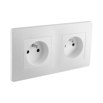 Double Prise 2 pôles + terre horizontale blanc Caly - DEBFLEX
