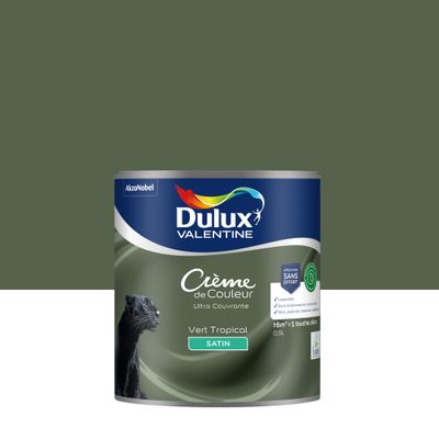 Peinture crème de couleur Vert Tropical satin 0,5L - DULUX VALENTINE