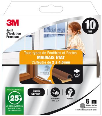 Joint d'isolation pour fenêtre et porte 6 m 2 à 4.5 mm Premium marron 3M
