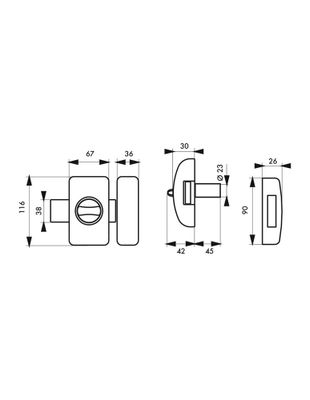 Verrou de porte d'entrée universel à bouton et cylindre 45 mm blanc 3 clés THIRARD