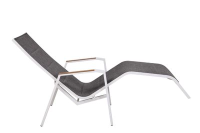 Bain de soleil à bascule aluminium blanc et textilène gris anthracite  BARCELONE - BOCARNEA